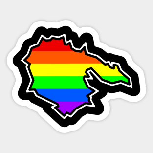 Hornby Island Silhouette - Bright Pride Flag - Rainbow Colour - Hornby Island Sticker